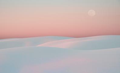 Sunset, white desert, dunes, nature