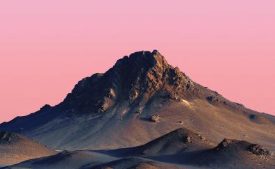 Pink n clean sky, hilltop, desert, sunset, nature
