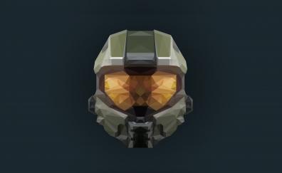 Helmet, Halo Infinite, artwork, low poly