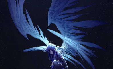 Dark, big wings, angel, fantasy, anime