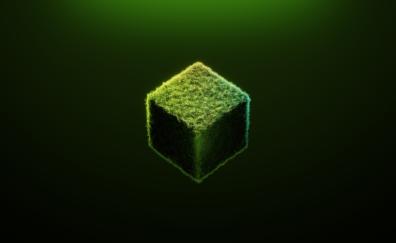 Minecraft, grass small cube, green
