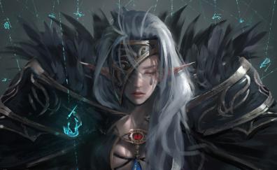 Elf, woman, dark, fantasy, artwork