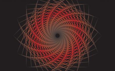 Minimal, vortex, orange-red lines, geometric