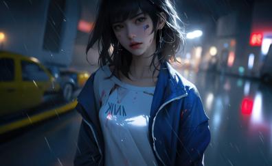 Anime girl in rain, 2023 fan art
