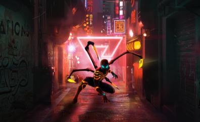 Spider-man's suit metallic legs, nano suit, artwork