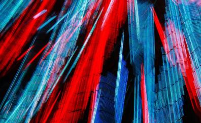 Digital art, lines, blue-red stripes, intermittent