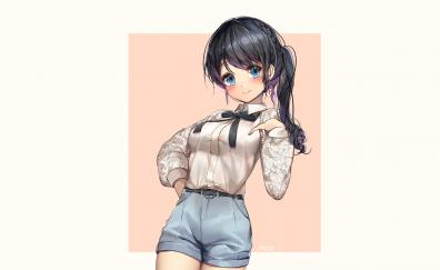 Original, minimal, beautiful, blue eyes, anime girl