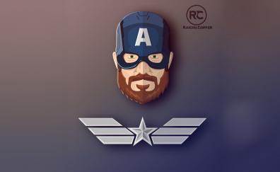 Beared, superhero, artwork, Captain America
