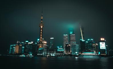 The Bund, Shanghai, cityscape, night