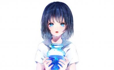 Cute, anime girl with jar, blue liquid, original