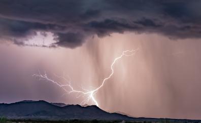 Lightning, landscape, storm, sky