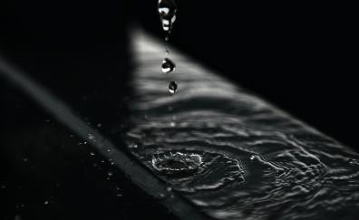 Falling Drops, splash, ripple, dark