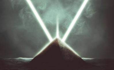 Pyramid, triangle, smoke, artwork