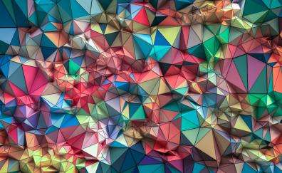 Triangles, colorful, geometric pattern, abstract