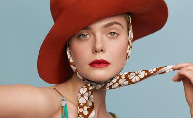 Elle Fanning, big red hat, 2020