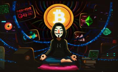 Meditation, art, anonymous, hacker, bitcoin