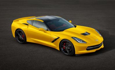 Sports car, yellow, Chevrolet Corvette