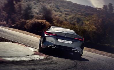2018 car, BMW Concept 8 Series, rear view, on road