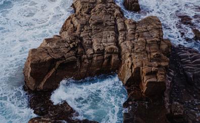 Aerial view, coast, rocks