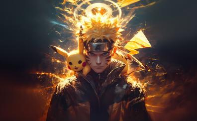 Ash and pikachu anime art