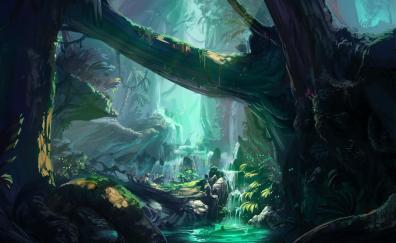 Fantasy, ancient forest, Monster Hunters' World, art