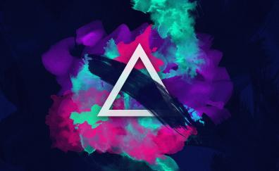 White triangle, paint, colorful, neon