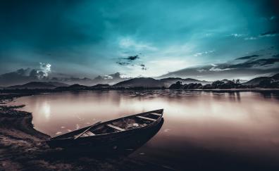 Boat, lake, art