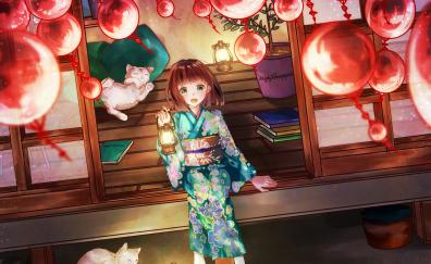 Festival, decorations, cute, anime girl