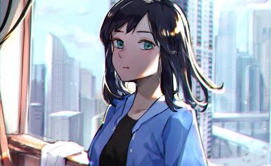 Aqua eyes, urban girl, anime