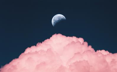 Half-moon, clouds
