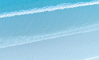 Aerial shot, blue sea waves