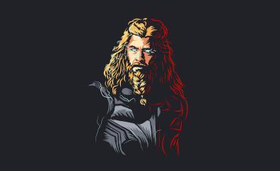Thor in beard, blonde, art