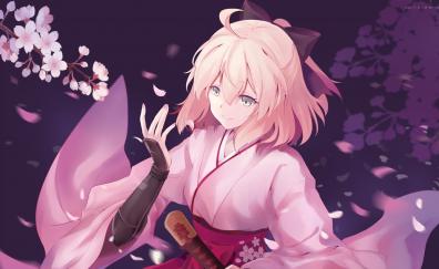 Fate, anime girl, sakura saber, warrior