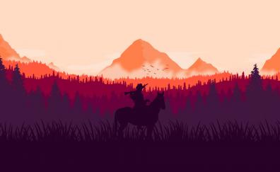 Red Dead Redemption 2, horse ride, silhouette, art