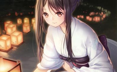 Festival, anime, cute, lanterns