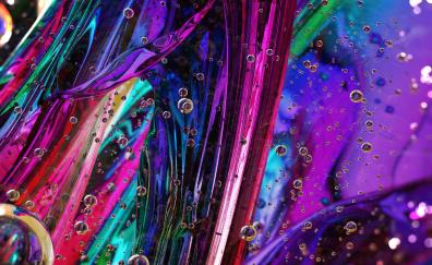 Rainbow, bubbles, liquid flow