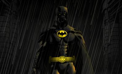 Batman, dark, rain, artwork