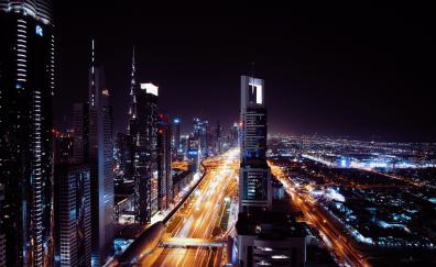 Night of Dubai, cityscape, buildings