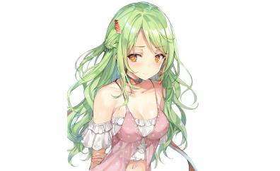 Beautiful, green hair, anime girl, original