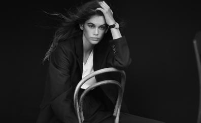 Celebrity, Kaia Jordan Gerber, American model, monochrome