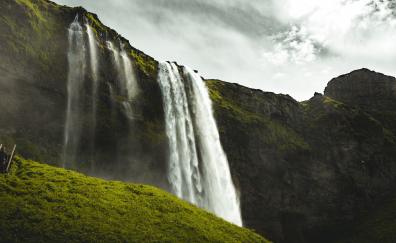 Waterfall, nature, Seljalandsfoss, Iceland
