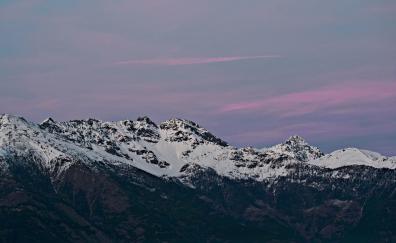 Mountains, sunset, glacier, high peaks