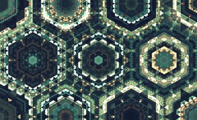 Fractal, triangular, hexagonal pattern, abstract