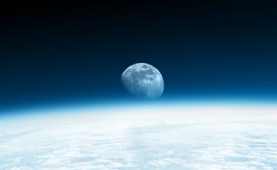 Moon, planet, blue horizon