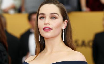 Emilia clarke, beautiful, red lipstick, 2018