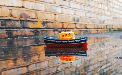 Boat, toy, float, reflections