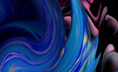 Curves, fluid, blue-pink, abstract