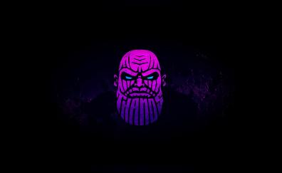 Thanos, purple face, minimal, art