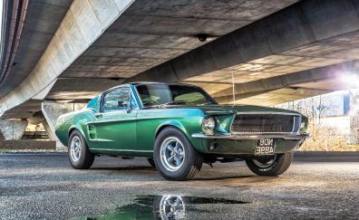 Green, muscle car, ford mustang, classic