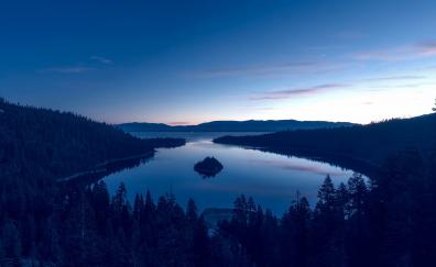 Lake Tahoe, nature, night, lake, tree